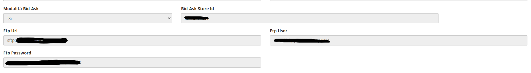Campi FTP per Farfetch con collegamento SFTP